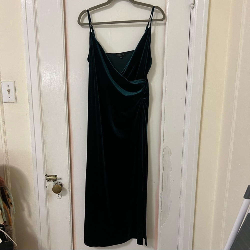 RACHEL ZOE Velvet Dress Slit V Neck Vneck sleeveless Los Angeles New York - Picture 2 of 9